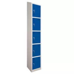 Image of 5 Door Locker, 300X300, Grey Carcass/Blue Doors, Sloping Top, Camlock