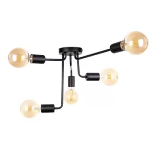 Nixon Multi Arm Semi Flush Ceiling Light Black, 50cm, 5x E27