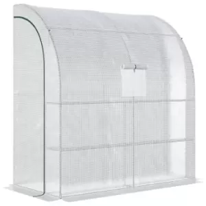 image of Outsunny Walk-in Lean To Wall Greenhouse Withwindow&door 200Lx 100W X 213Hcm - White