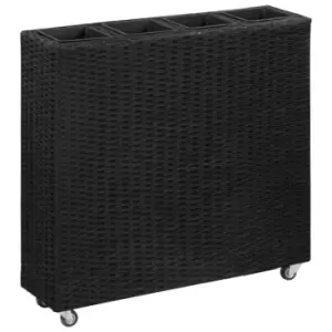 Image of Vidaxl Garden Raised Bed With 4 Pots 80x22x79cm Poly Rattan Black