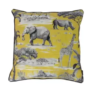 image of Safari Ochre Cushion Yellow and Grey