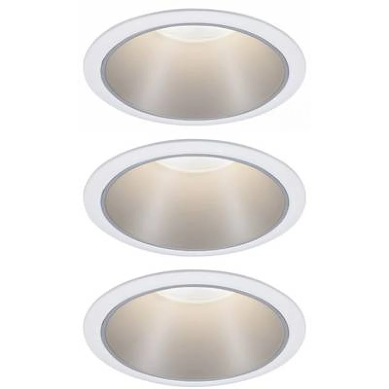 Image of Paulmann Paulmann 93410 Cole Coin Flush mount light 3 Piece set LED (monochrome) 6 W White, Silver 93410