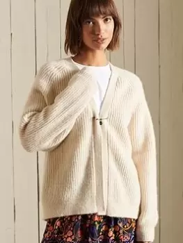 Image of Superdry Alpaca Blend Cardigan - Beige, Beige, Size 12, Women