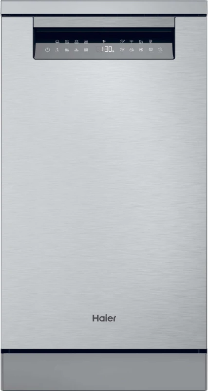 Image of Haier I-Pro Shine Series 5 XF1C3TB1FX-80 WiFi Connected Slimline Dishwasher - Silver - C Rated