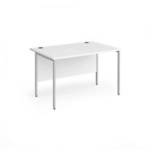 image of Dams International Rectangular Straight Desk with White MFC Top and Silver H-Frame Legs Contract 25 1200 x 800 x 725mm