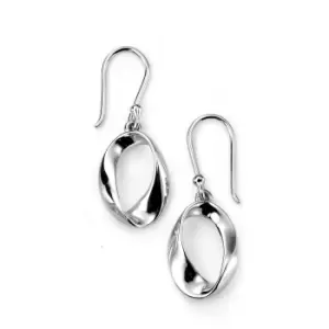 image of Sterling Silver Open Twist Oval Drop Earrings