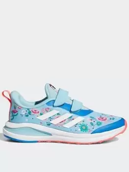 Image of adidas X Disney Snow White Fortarun Shoes, Blue/White/Red, Size 10 Younger, Women