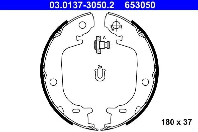 Image of ATE 03.0137-3050.2 Handbrake Shoes without lever Brake Shoe Set,parking brake (1419)