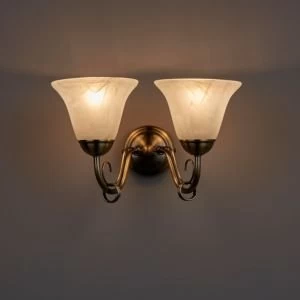 image of Manor Alabaster Brass effect Double wall light