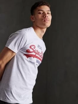 Image of Superdry Vintage Label Premium Goods T-Shirt, Ice Marl Size M Men