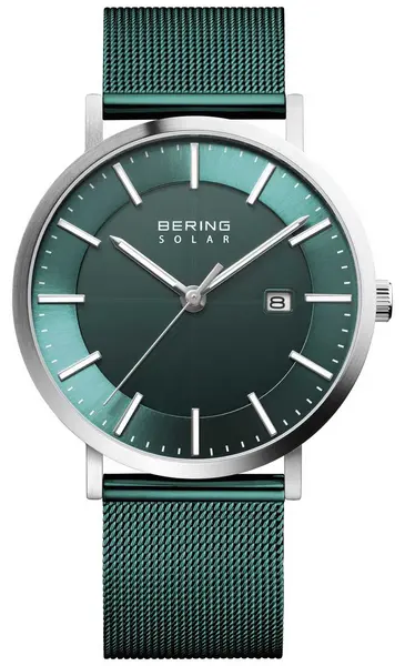 Image of Bering 15439-808 Solar Mens Green Dial Date Watch