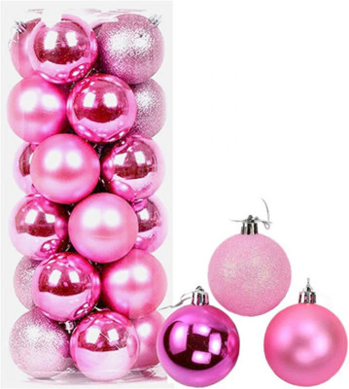 Image of Shatchi 50mm/12Pcs Christmas Baubles Shatterproof Pale Pink,Tree Decorations Pale Pink