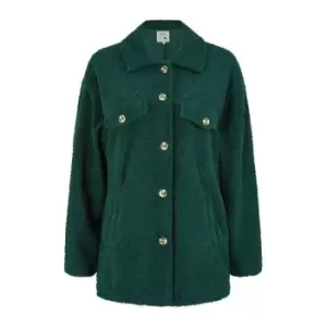 Image of Yumi Green Teddy Bear Button Through Shacket - Green