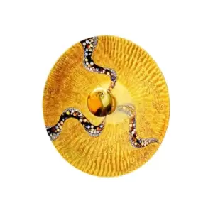 Luna Designer Glass Large Wall Light Polished Gold - Kiss Gold Pattern, 1x E27