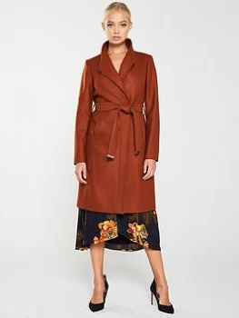 Image of Ted Baker Ellgenc D-ring Wrap Coat - Brown, Tan, Size 3=12, Women
