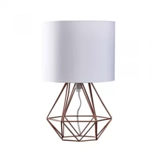 Image of Angus Copper Geometric Table Lamp With White Shade
