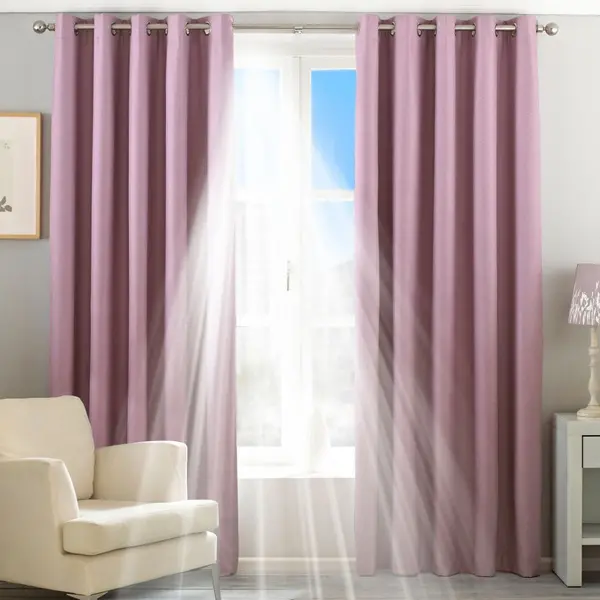 Image of Twilight Thermal Blackout Eyelet Curtains Mauve, Mauve / 168 x 229cm