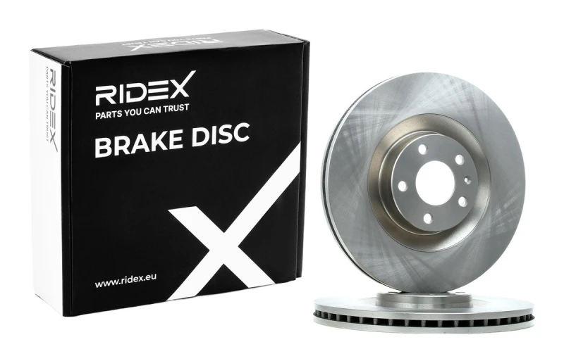Image of RIDEX 82B0874 Brake disc Front Axle, Vented, Cast Iron, Uncoated, Untreated, without bolts/screws Cast Iron Brake Disc (82)