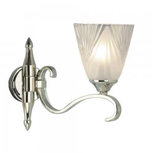 Image of 1 Light Indoor Wall Light Clear Glass, Polished Nickel Plate with Deco Shade, E14