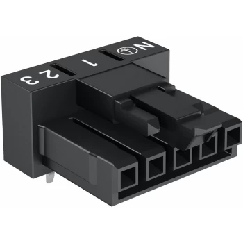 Image of Wago - 890-805/011-000 5 Pole 16A 4.4mm PCB Mount Socket Angled Black