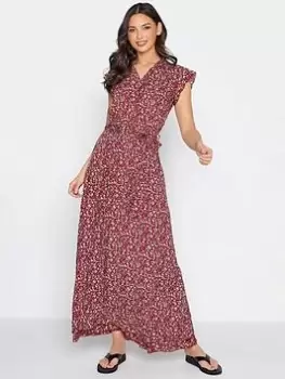 image of Long Tall Sally Red Floral Frill Maxi Dress, Red, Size 12, Women