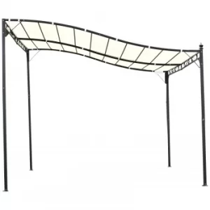 Image of Outsunny 3x3 m Wall Mounted Garden Porch-Black/Cream White