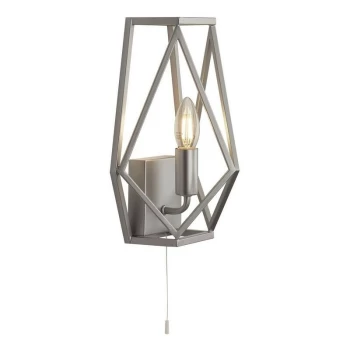 Image of Searchlight CHASSIS - 1 Light Satin Silver Cage Wall Lamp