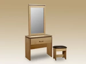 Image of Seconique Charles Oak 1 Drawer Dressing Table with Mirror and Stool Flat Packed