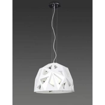 Image of Facette pendant light 1 bulb E27, glossy white / polished chrome