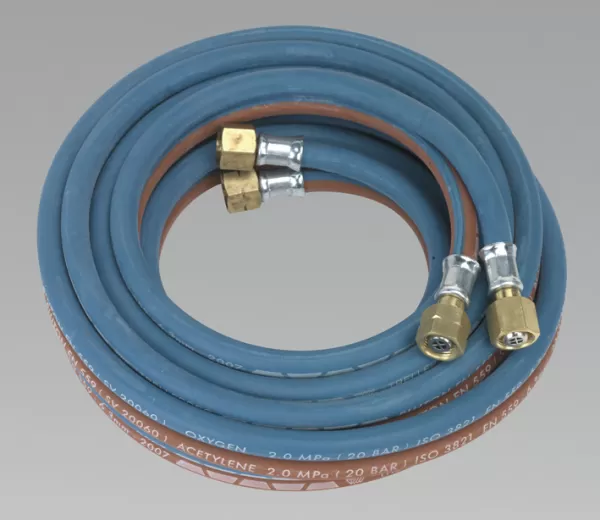 image of Genuine SEALEY SGA5 Twin Rubber Hose Set Oxyacetylene 4.5mtr