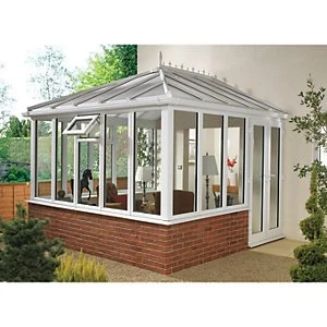 image of Wickes Edwardian Dwarf Wall White Conservatory - 15 x 10 ft