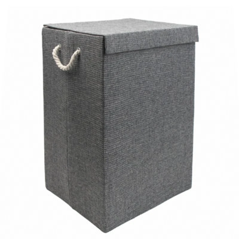 Image of JVL Chroma Foldable Laundry Hamper with Lid, Home Soft Storage 80 L Grey 40477102000