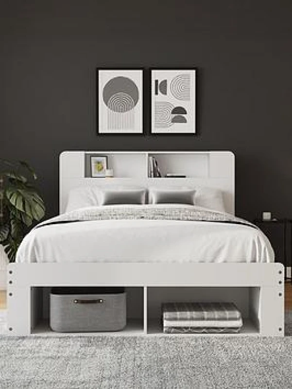Image of Gfw Anya 135Cm Wooden Ottoman Bed White - Bedframe + Premium Mattress White WO4RP Unisex Double,King
