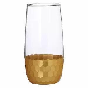 image of Premier Housewares Set of 4 High Ball Glasses - Gold Honeycomb Design