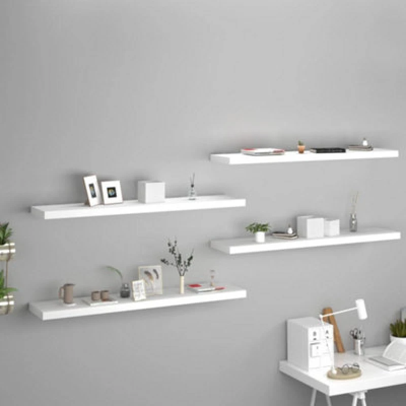Image of VIDAXL Floating Wall Shelves 4 pcs White 120x23.5x3.8cm MDF vidaXL 8720286074534