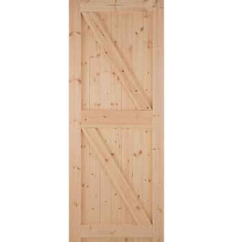 Image of JELD-WEN Boarded Framed Ledged & Braced Unfinished Natural Redwood External Shed Door - 1981mm x 762mm (78x30 inch) Softwood Jeld Wen E26FLB