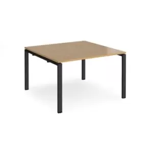 Image of Adapt square boardroom table 1200mm x 1200mm - Black frame and oak top
