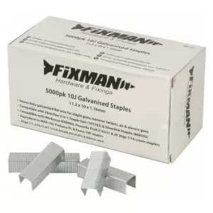 Image of Fixman - 10J Galvanised Staples 5000pk - 11.2 x 10 x 1.17mm