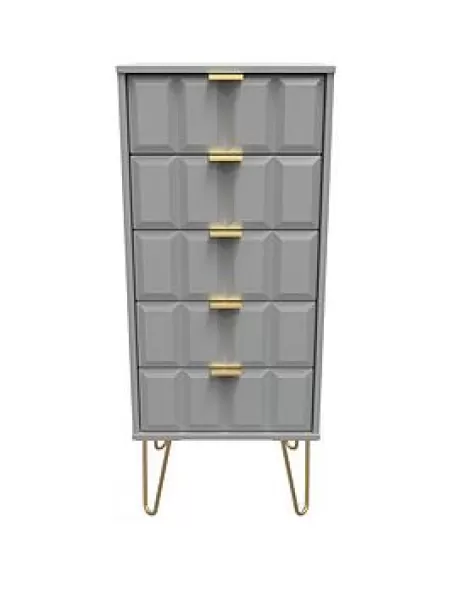 image of Ready Assembled Cuba 5 Drawer Locker - White Matt