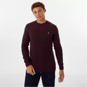 image of Jack Wills Marlow Merino Wool Blend Cable Knitted Jumper - Red