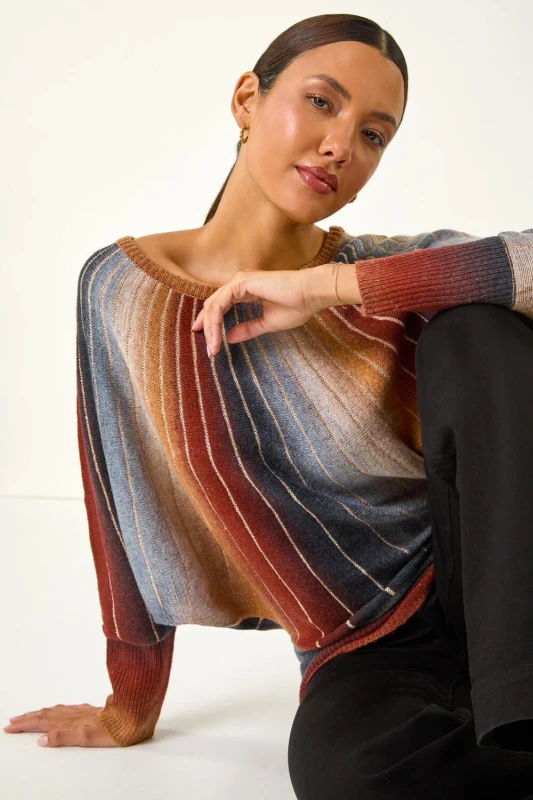 Image of Roman Womens SpaceDye Sunray Knit Jumper in Orange Size: Small Orange Female S