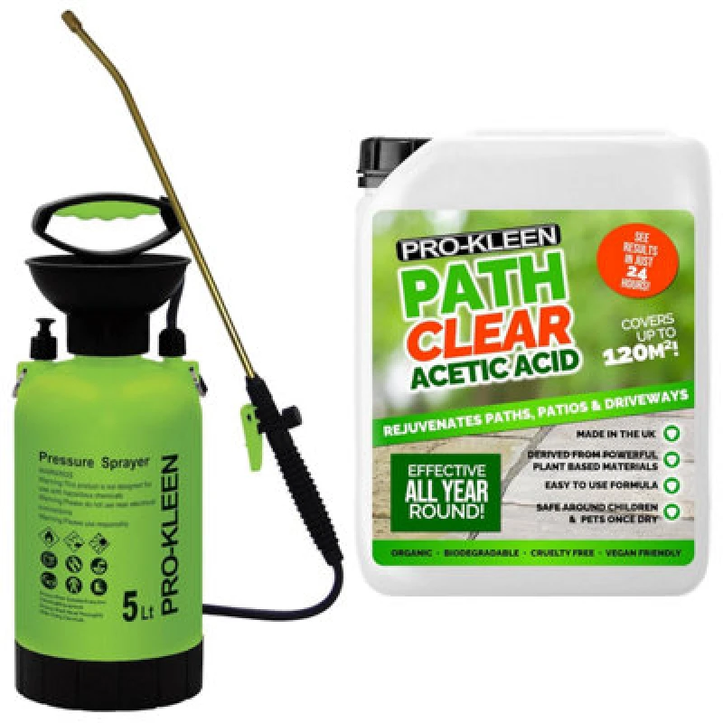 Image of ProKleen 5L Pump Pressure Garden Sprayer & Path Clear Acetic Acid 5L Green