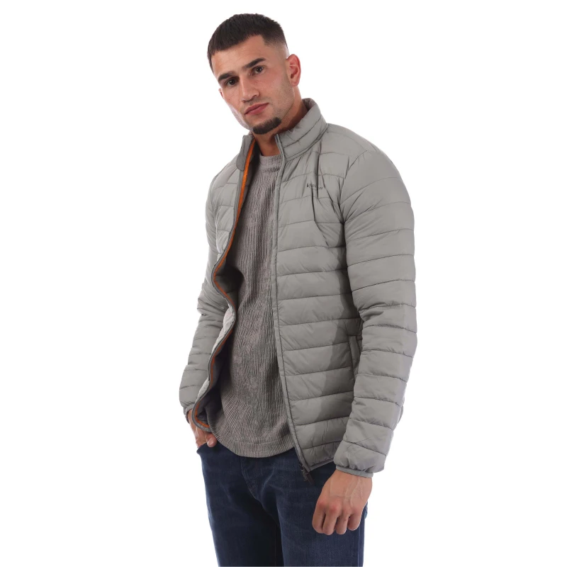 Image of Aquascutum Mens Long Sleeve Medium Puffer Jacket Grey male Small