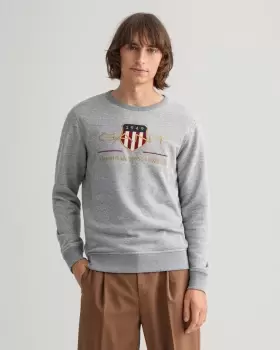 Image of GANT Men Archive Shield Crew Neck Sweatshirt (4XL) Grey
