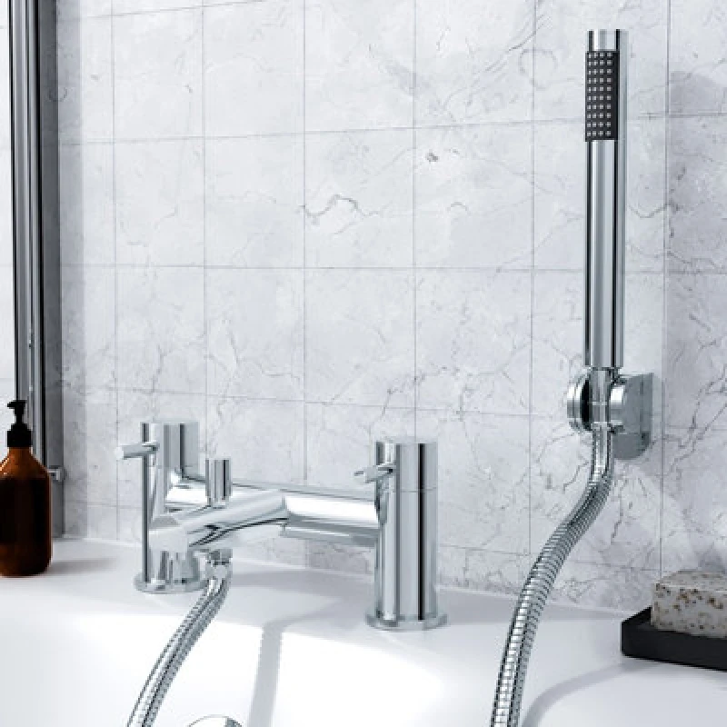 Image of Nes Home Sink Basin Mono Bath Filler Bathroom Shower Mixer Chrome Brass Tap Metallic Silver