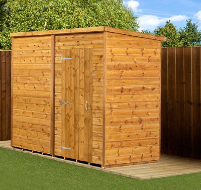 Image of Empire Sheds Empire Modular Pent 8X4 Dipped Treated Tongue And Groove Wooden Garden Shed Single Door (8' X 4' / 8ft X 4ft) (8X4)