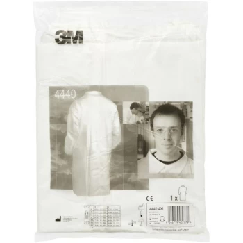 image of 4440 XXL White Lab Coat with Zipper - 3M