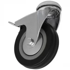 image of Sealey SCW1100SBL Castor Wheel Bolt Hole Swivel with Brake Ø100mm