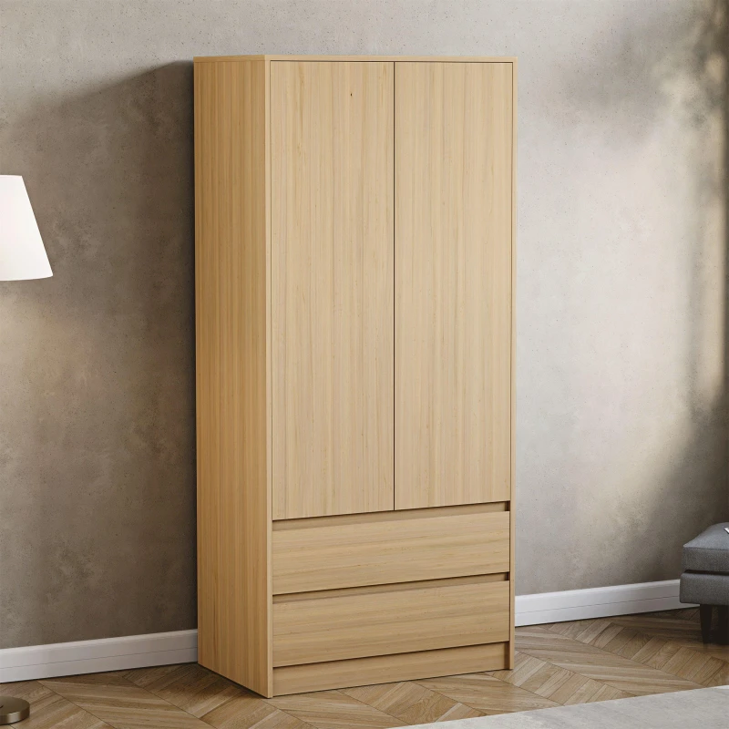 Image of Lassic Vida Designs Denver 2 Door Wardrobe With Drawers Pine unisex One Size