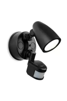 Image of Security Outdoor Integrated LED PIR Motion Sensor Wall Spotlight Black IP54